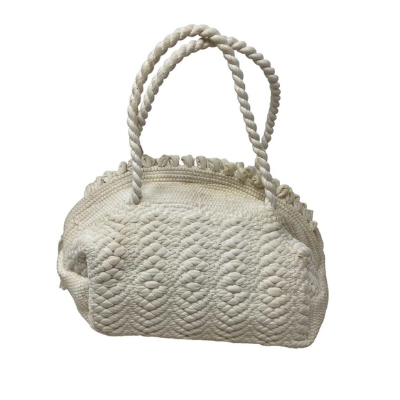 Vintage 50s Macrame Boho Mini Satchel + Beaded Hummingbird Coin Purse - Picture 2 of 12